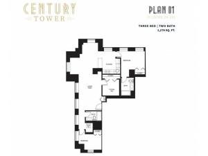 3 Bed 2 Bath Plan 1F