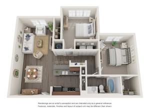 The Williams | Two Bedrooms | One Bathroom | 974 sqft