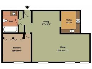 1 bedroom floor plan