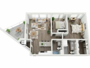 2 Bed / 2 Bath - 1,129 SF