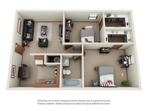 2 bedroom 1 bath