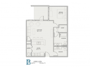 1 Bedroom Floor Plan | Luxury Apartments Baton Rouge | Bayonne at Southshore 3