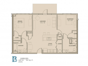 2 Bdrm Floor Plan | Baton Rouge Luxury Apartments | Bayonne at Southshore