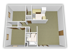 2 bed, 1 bath