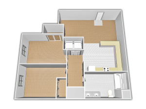 2 bed, 1 bath