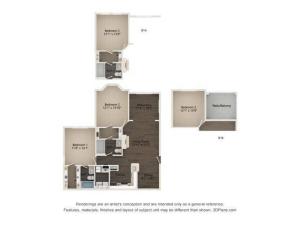 2 bedroom, 2 bathroom Monet layout