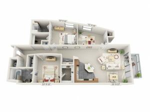3 Bed 2 Bath Floor Plan C1