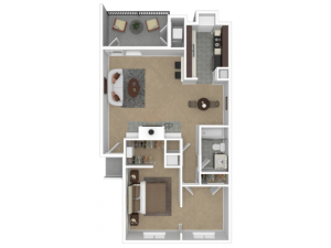 Southdown floor plan, 1 bedroom, 1 bath, 827 square feet