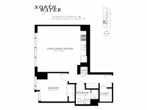 One Bedroom One Bathroom Floor Plan 1L
