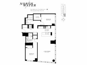 Two Bedroom Two Bathroom Floor Plan 2E
