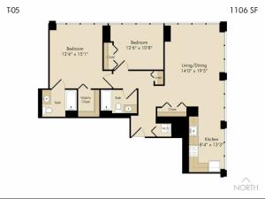 2 bedroom / 2 bath