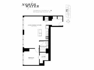 One Bedroom One Bathroom Floor Plan 1R Penthouse