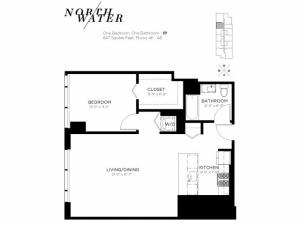 One Bedroom One Bathroom Floor Plan 1P Penthouse