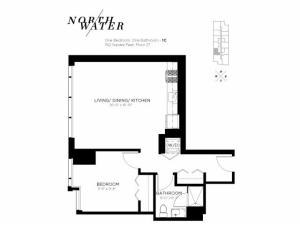 One Bedroom One Bathroom Floor Plan 1C