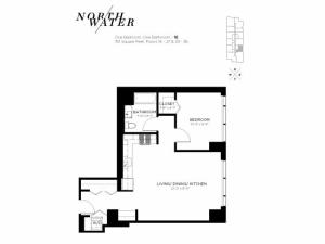 One Bedroom One Bathroom Floor Plan 1E