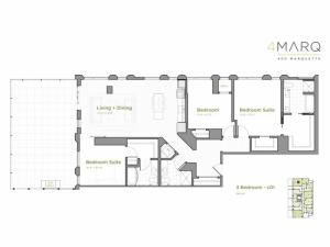 Three Bedroom - C01 Floor Plan with a Patio