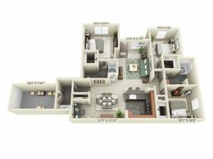 Three Bedroom Two Bathroom floor plan