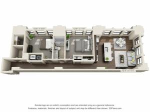 B07-TWO BEDROOMS/ ONE AND A HALF BATHROOMS- 1020 Sq. Ft.