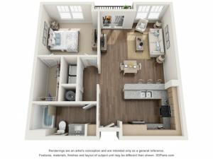 Sybelia floorplan One Bedroom One Bath
