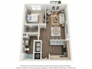 Gem floorplan One Bedroom One Bath