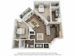 Lucien floorplan Two Bedroom Two Bath