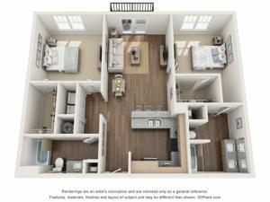 Destiny floorplan Two Bedroom Two Bath