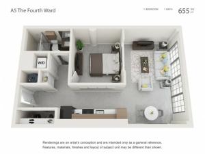 1 Bedroom 1 Bathroom floor plan