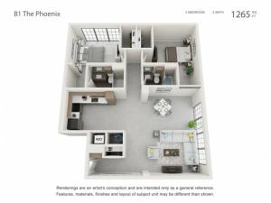 2 Bedroom 2 Bathroom floor plan