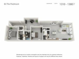2 Bedroom 2 Bathroom floor plan