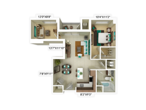 1 bedroom with 1 bathroom