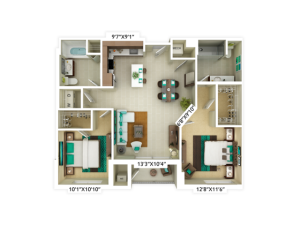 2 bedroom with 2 bathroom