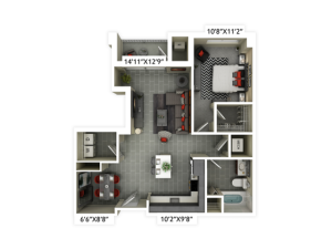 1 bedroom with 1 bathroom
