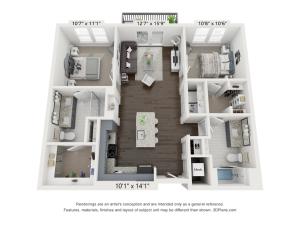 Two bedroom apartment Nashville, TN