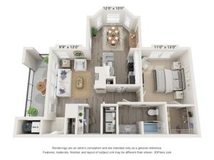 Camellia - 1 bed, 1 bath 776 square feet