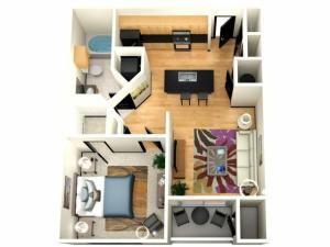 One Bedroom One Bathroom floor plan