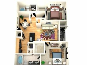Two Bedroom Two Bathroom floor plan