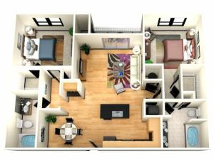 Two Bedroom Two Bathroom floor plan