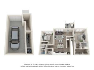 2 Bedroom/2 Bathroom Townhomes