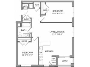 2 Bedroom Floor Plan | Beverly MA Luxury Apartments | The Flats at 131