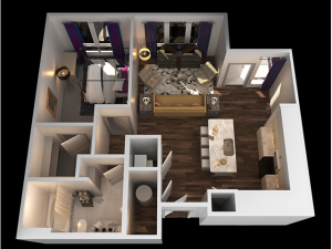 A 1 Bedroom Floor Plan | Towson Luxury Apartments | The Southerly