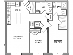 Floor Plan 6 | Beverly MA Apartments | Link 480