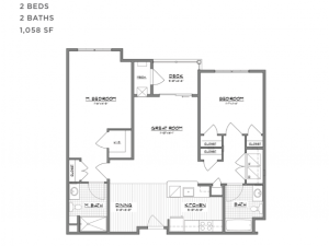 2 Bedroom Floor Plan | Weymouth MA Apartments For Rent | The Gradient