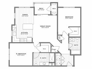 2 Bedroom Floor Plan | Weymouth MA Apartments For Rent | The Gradient