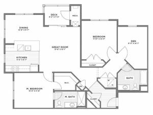 2 Bedroom Floor Plan | Weymouth MA Apartments For Rent | The Gradient