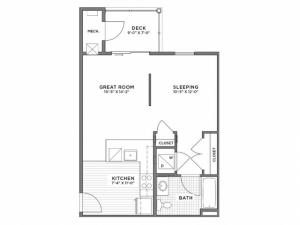 Studio Floor Plan | Weymouth MA Apartments For Rent | The Gradient