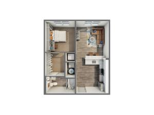 3D Floor Plan of 1x1