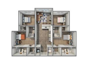 3D Floor Plan of 4x4A