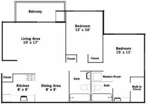 2BR/2BA Floorplan