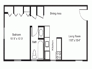 1 Bedroom 1 Bathroom floor plan