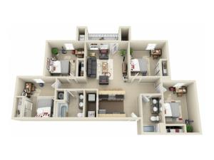 4 Bedroom, 2 Bathroom Premium